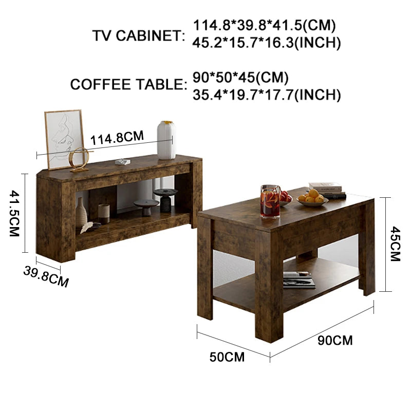 TV & Lift Top Coffee Table with Storage