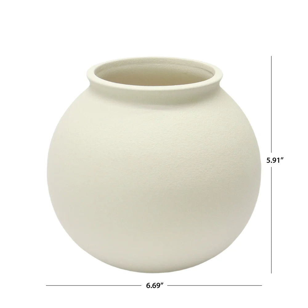 Matte Ceramic Round Vase Decorative Home Décor Soft Minimalist Design Indoor Floral Display 6.69 inch Elegant Centerpiece