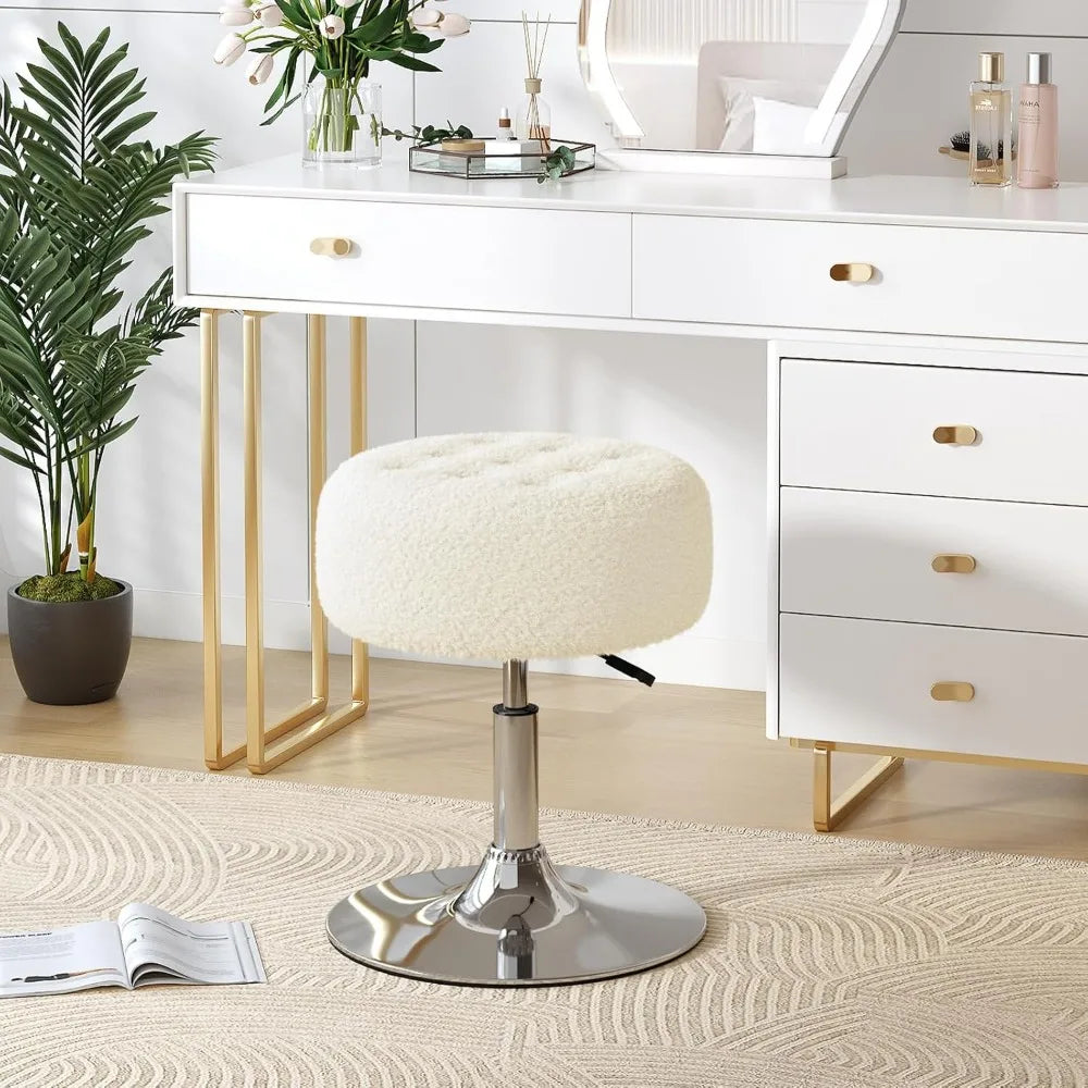 Mid-Century Modern Tufted Swivel Vanity Chair
