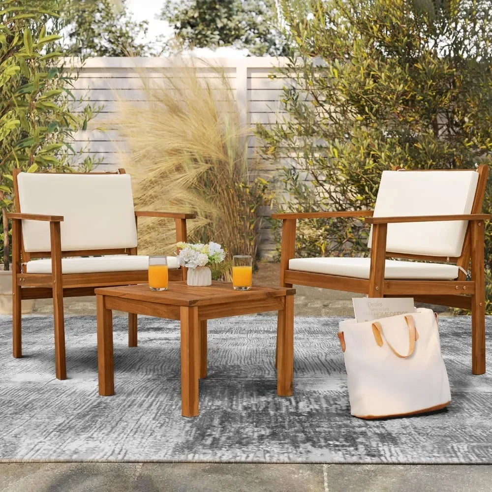 Patio Chairs 3 Piece Acacia Wood