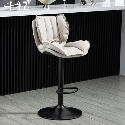Adjustable Swivel Bar Stool Leather High Back