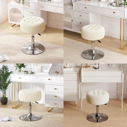 Mid-Century Modern Tufted Swivel Vanity Chair