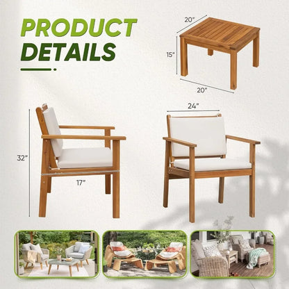 Patio Chairs 3 Piece Acacia Wood