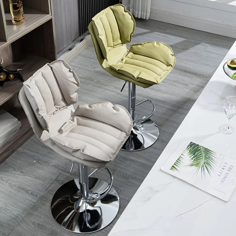 Adjustable Swivel Bar Stool Leather High Back