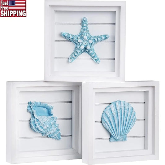 3D Coastal Seashell Starfish Wall Art Decor