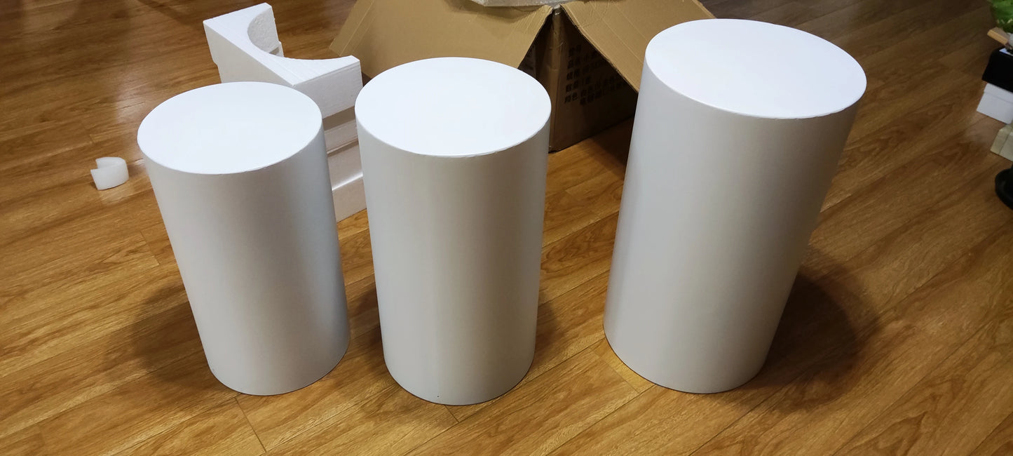 Hot 3/5pcs Round Cylinder Pedestal Display White Gold Art Decor Cake Rack Plinths Pillars for DIY Wedding Decorations Holiday