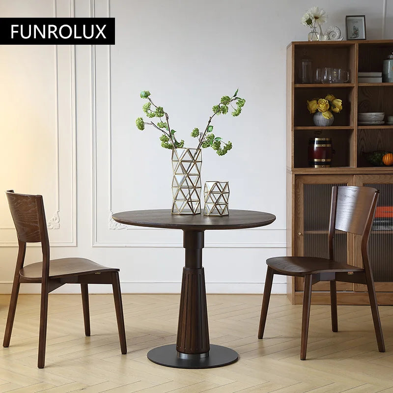 Round Coffee Table 35.5in Mid-Century Solid Wood