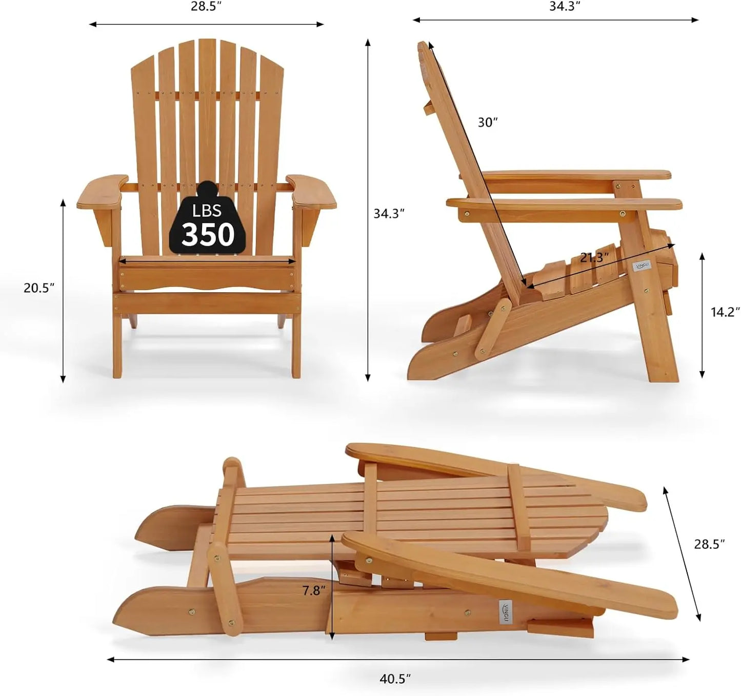 Folding Adirondack Chairs Set of 4