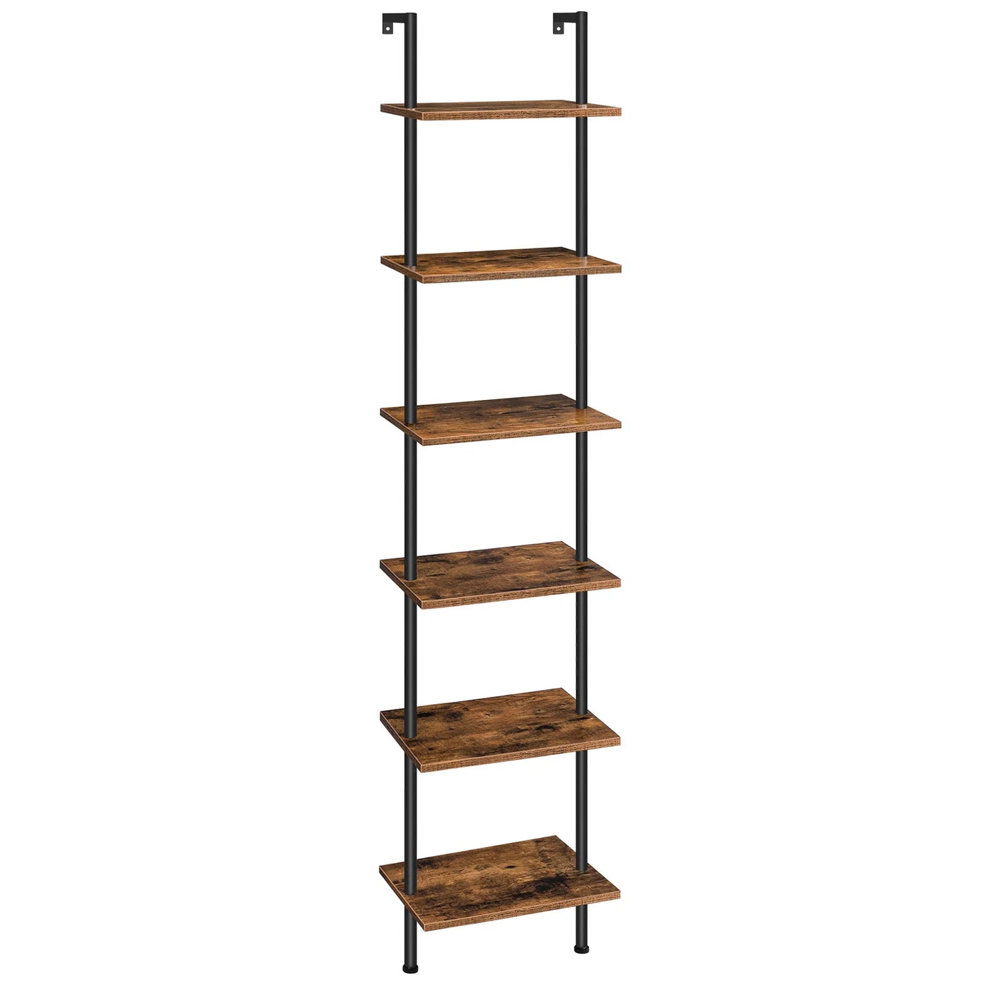 DIY Ladder Shelf 6-Tier Wooden Wall Mounted Bookshelf
