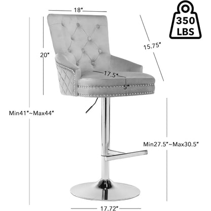 Velvet Swivel Bar Stools Set of 2