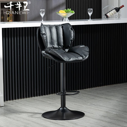 Adjustable Swivel Bar Stool Leather High Back