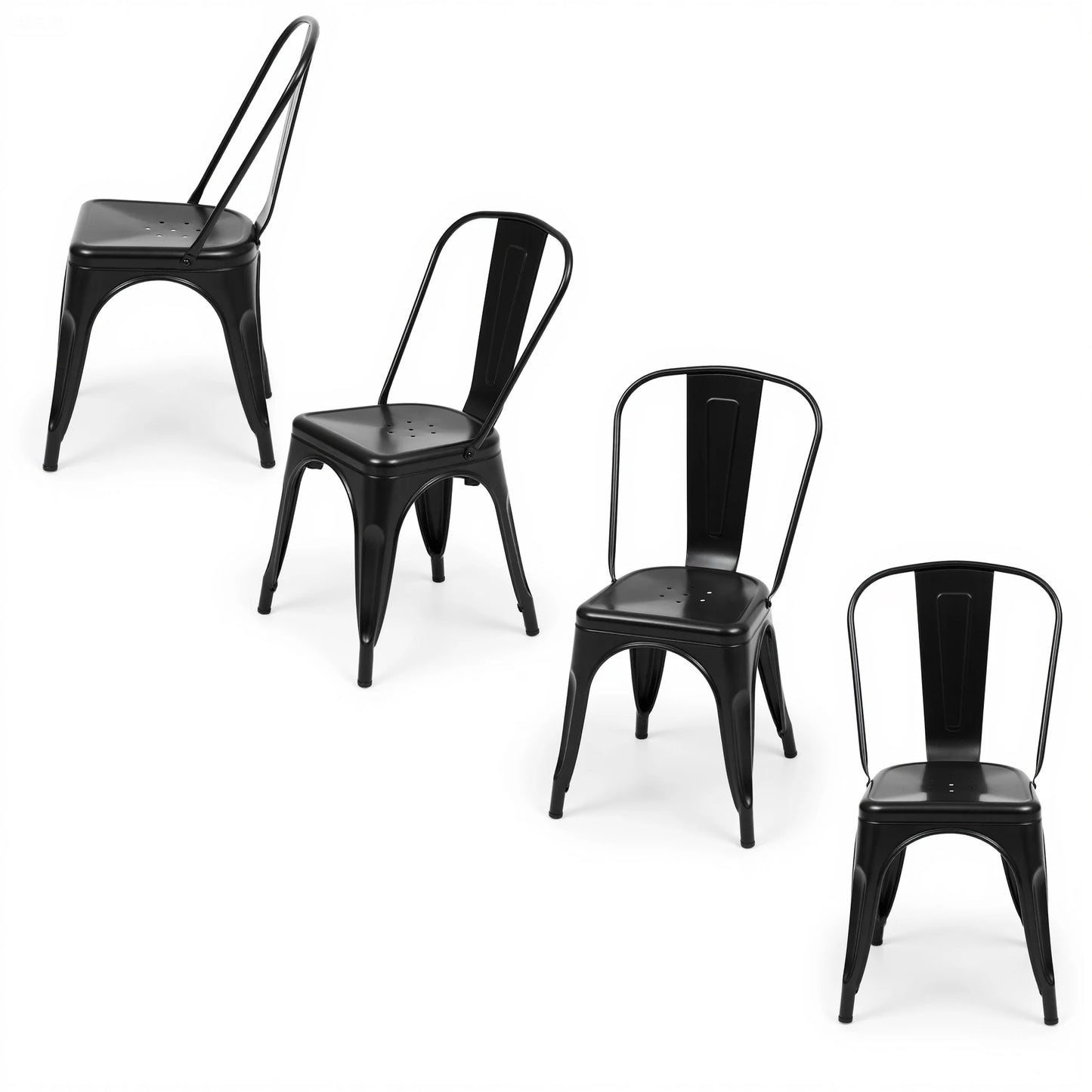 18  IN Metal Dining Chairs Set of 4 Stackable