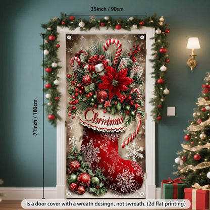Christmas candy stocking door flag