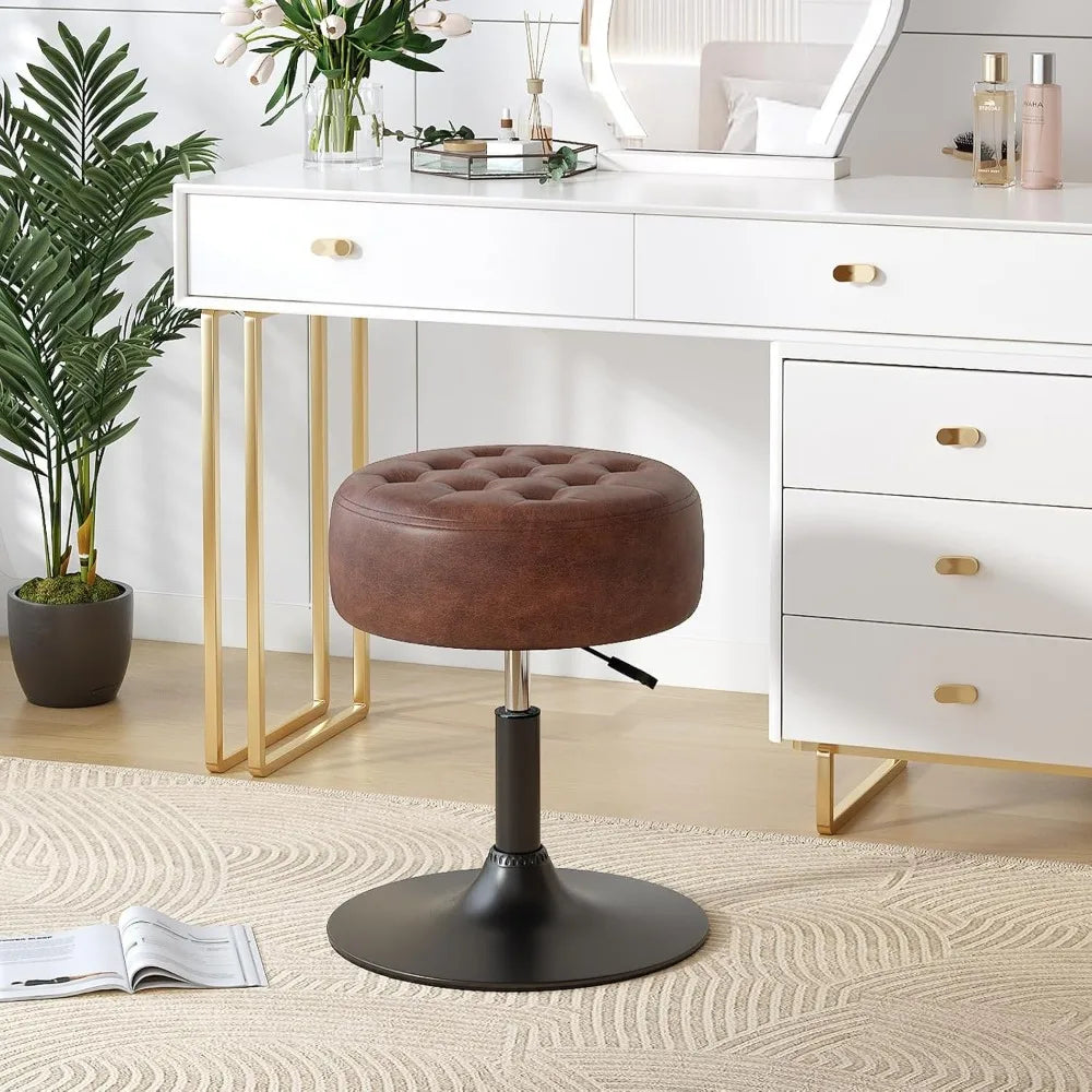 Mid-Century Modern Tufted Swivel Vanity Stool