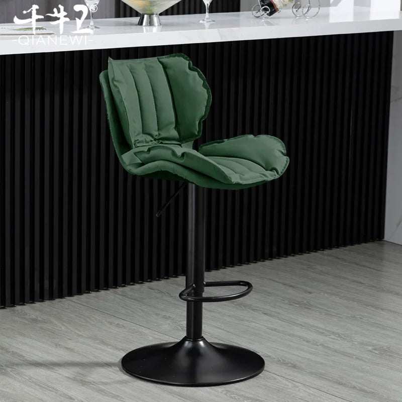 Adjustable Swivel Bar Stool Leather High Back