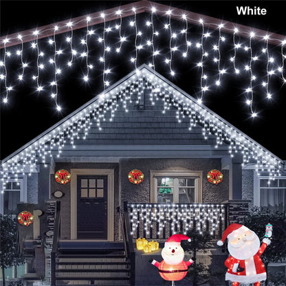 Christmas Decorations Lights Solar Icicle Curtain Lights 8 Mode
