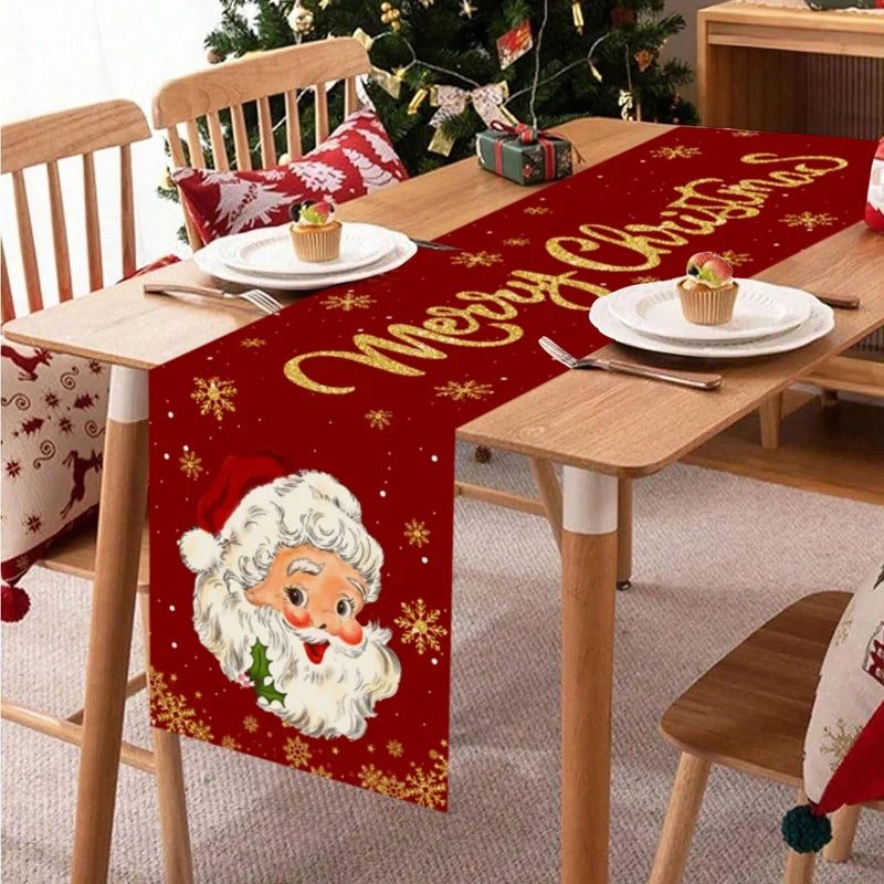 Christmas Table Runner Merry Christmas Decoration for Home Xmas Party Decor 2025 Navidad Notal Noel Ornament Happy New Year 2026