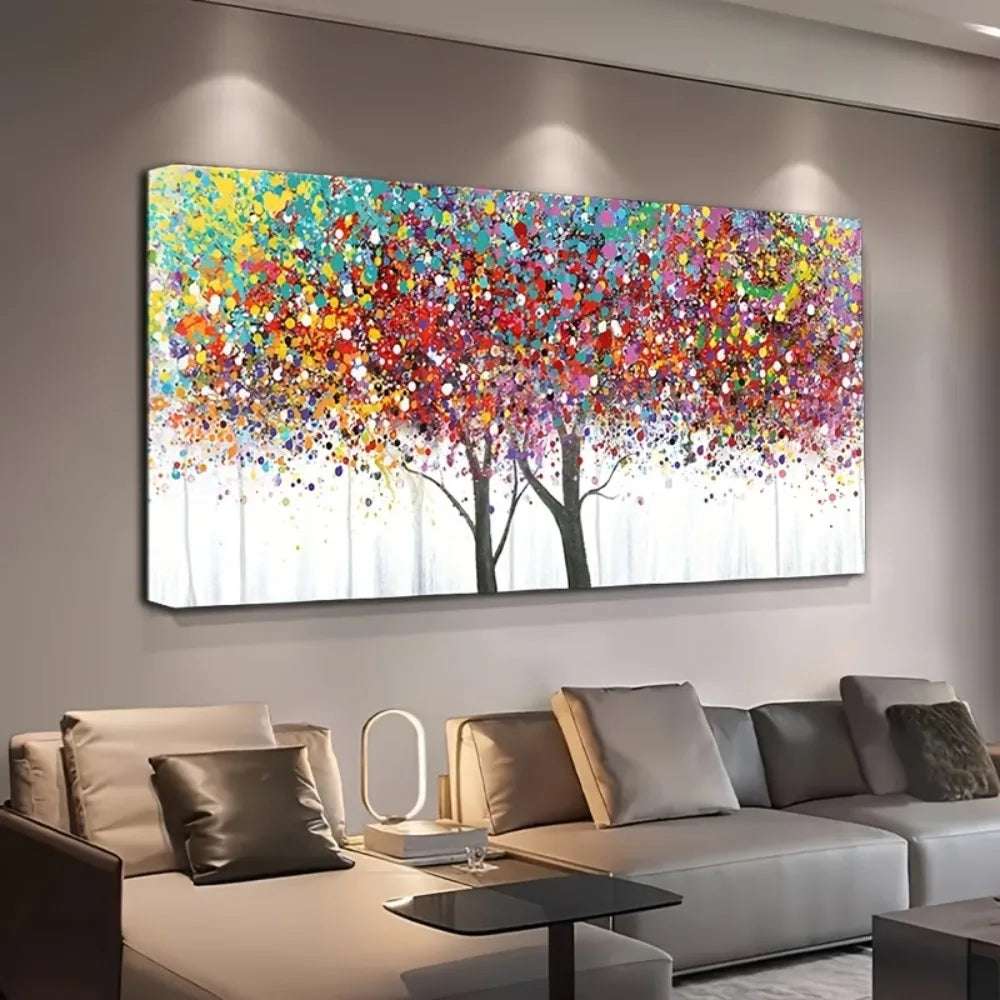 Abstract colored tree canvas