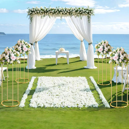 3pcs Cylinder Plant Stand Large Metal Gold Cylindrical Plant Stand Display Pillars for Party Flowers Birthday Wedding Decor Supp