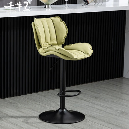 Adjustable Swivel Bar Stool Leather High Back