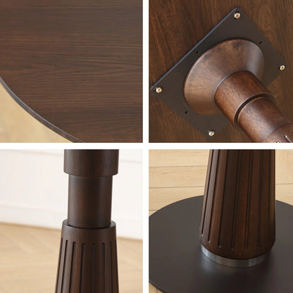 Round Coffee Table 35.5in Mid-Century Solid Wood