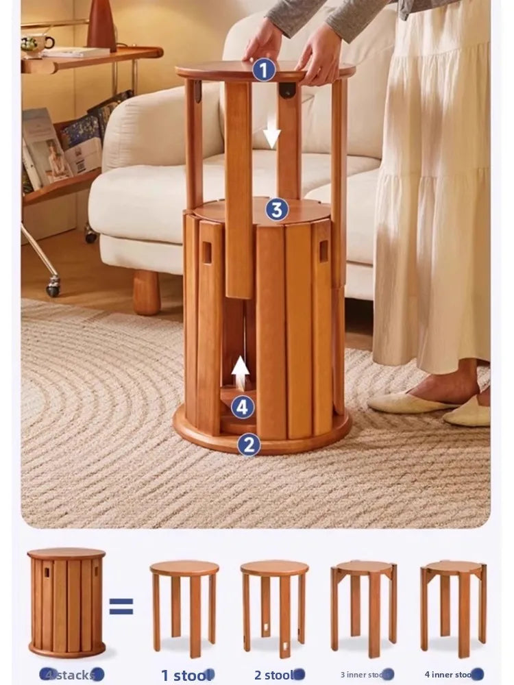 solid wood stackable round stools