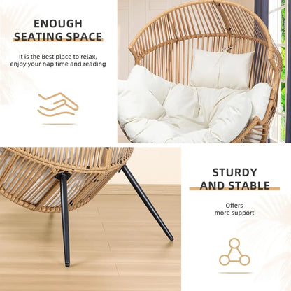 Wicker Egg Chair PE Rattan Chair with Cushion