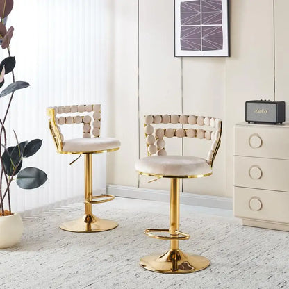 Modern Bar Chair Set of 2 with Gold Iron Legs