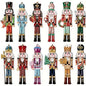 12PCS Nutcracker Wooden Decorative Set - Christmas Gift, Party Decoration And Home Decor