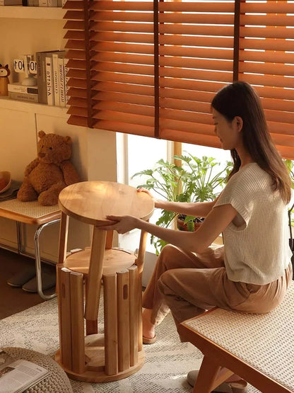 solid wood stackable round stools
