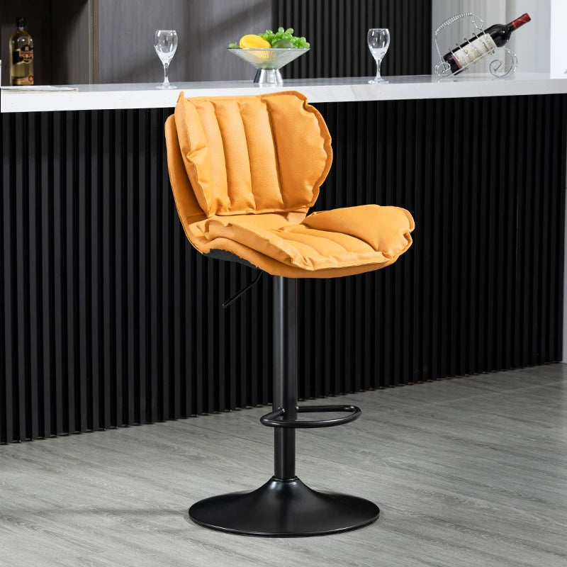Adjustable Swivel Bar Stool Leather High Back