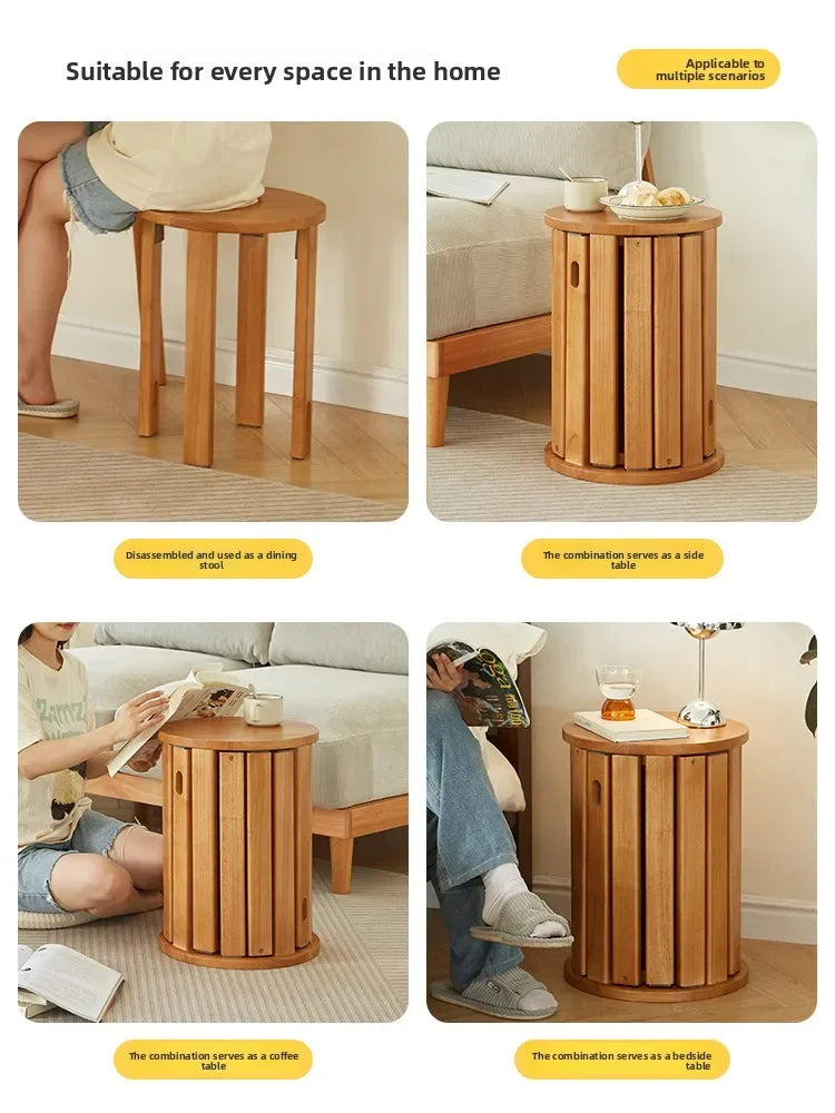 solid wood stackable round stools