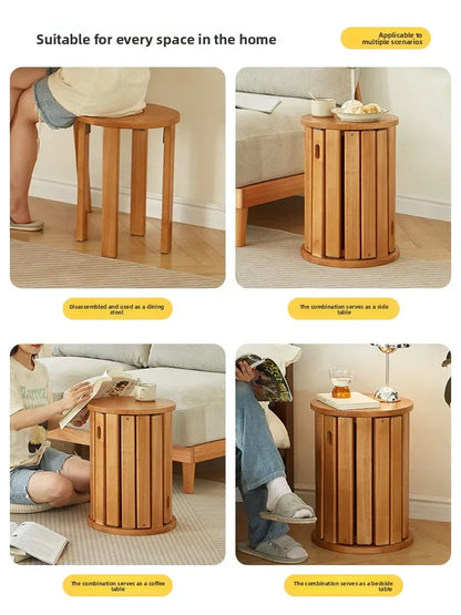 solid wood stackable round stools