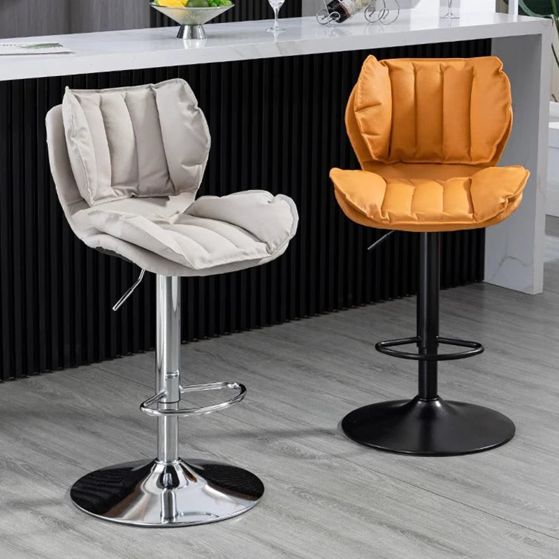 Adjustable Swivel Bar Stool Leather High Back