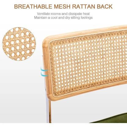 Counter Height Bar Stools Natural Rattan Velvet