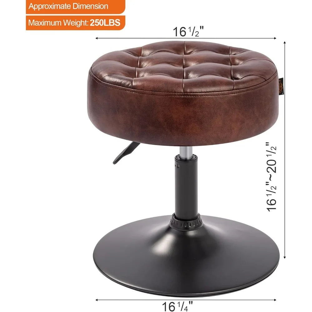 Mid-Century Modern Tufted Swivel Vanity Stool