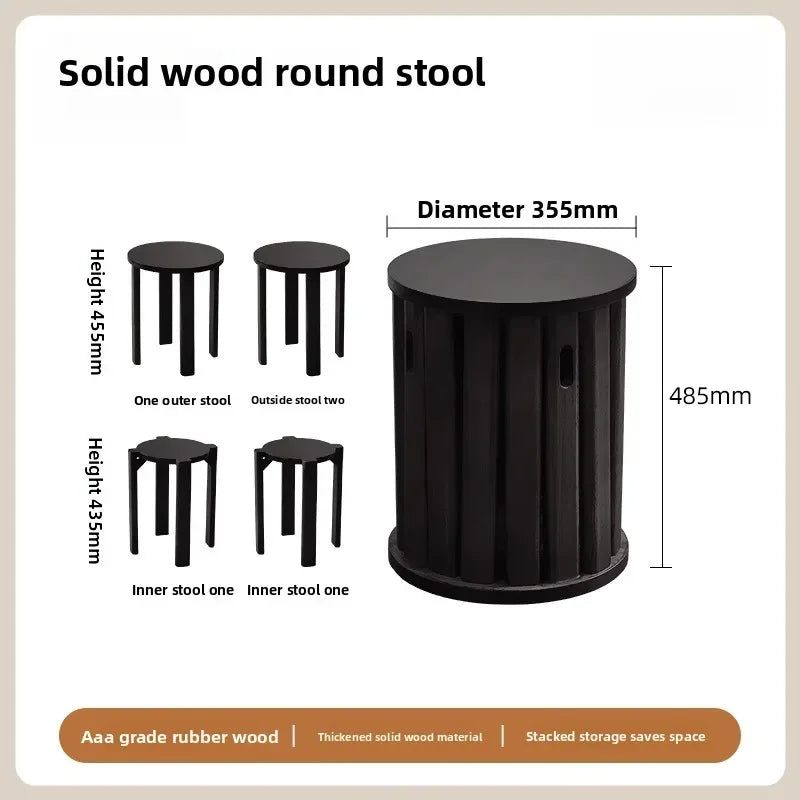 solid wood stackable round stools