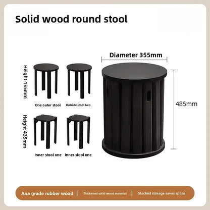 solid wood stackable round stools