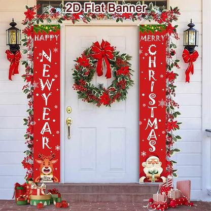 Christmas Santa Claus Snowman Door Couplet Merry Christmas Decoration for Home 2025 Door Banner Navidad Natal Gift New Year 2026