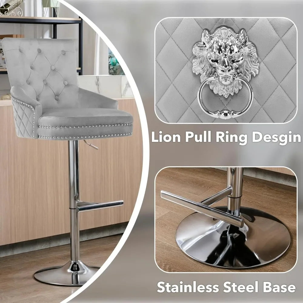 Velvet Swivel Bar Stools Set of 2