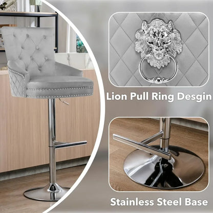 Velvet Swivel Bar Stools Set of 2