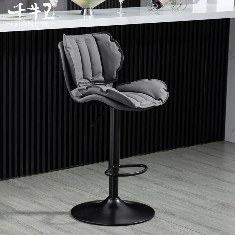 Adjustable Swivel Bar Stool Leather High Back