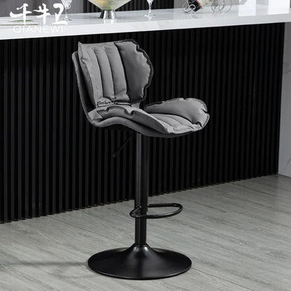 Adjustable Swivel Bar Stool Leather High Back