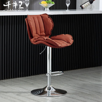 Adjustable Swivel Bar Stool Leather High Back