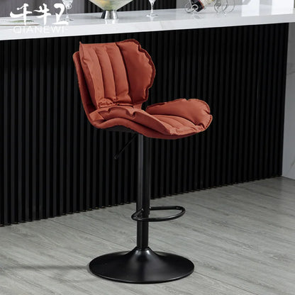 Adjustable Swivel Bar Stool Leather High Back