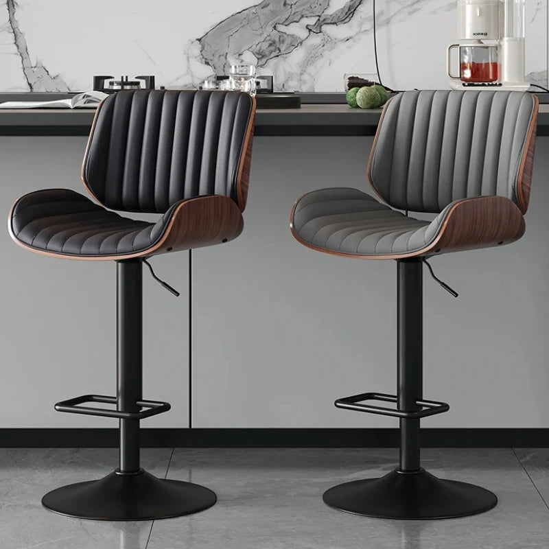 Adjustable Bar Stools Swivel Elegant Solid Wood
