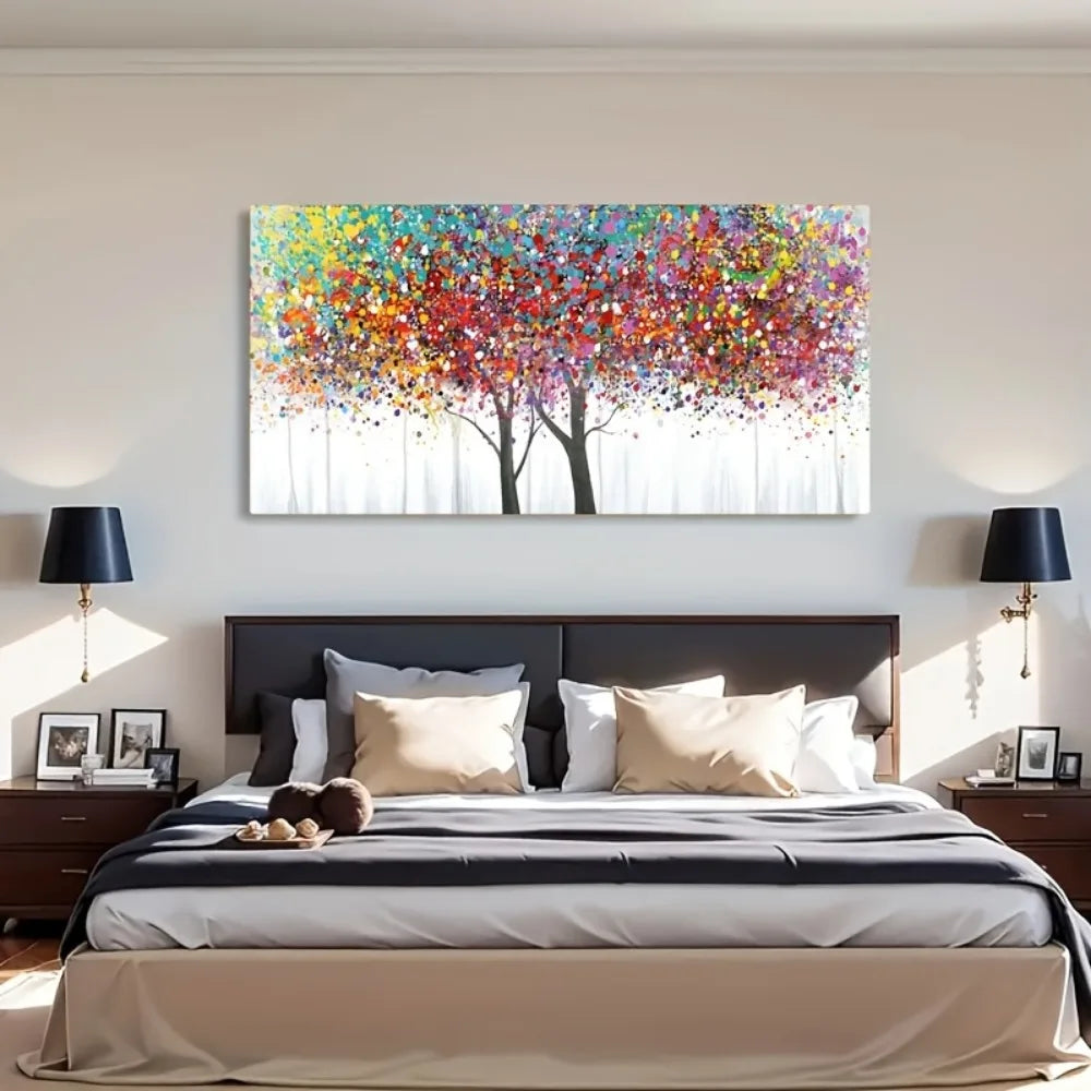 Abstract colored tree canvas