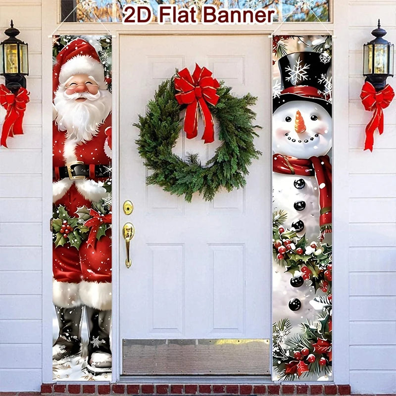Christmas Santa Claus Snowman Door Couplet Merry Christmas Decoration for Home 2025 Door Banner Navidad Natal Gift New Year 2026