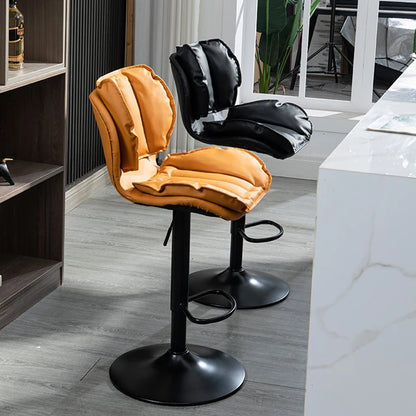 Adjustable Swivel Bar Stool Leather High Back