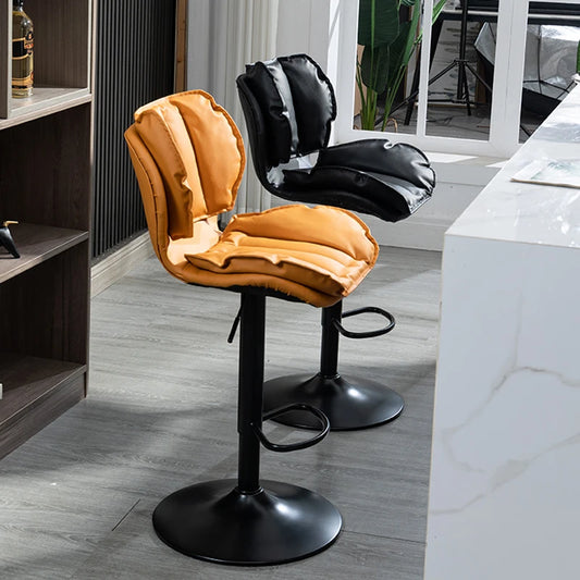 Adjustable Swivel Bar Stool Leather High Back
